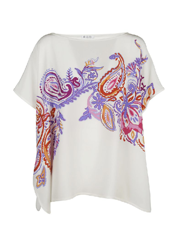 Loro Piana Camicie Miriam Haveli Top, Violet/clementine In White | ModeSens