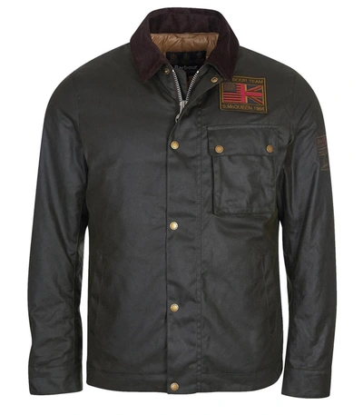 Barbour Workers Wax Jacket In Dark Gray In Grey