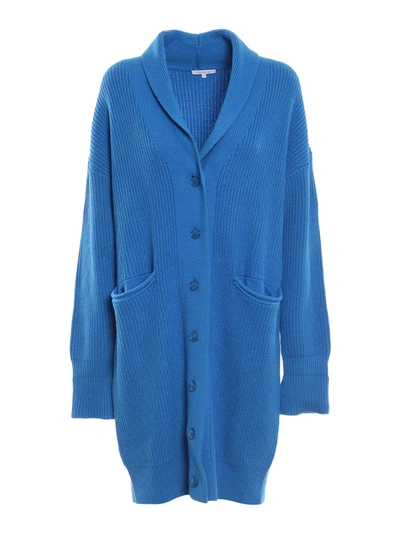 Patrizia Pepe Wool Blend Cardigan In Blue