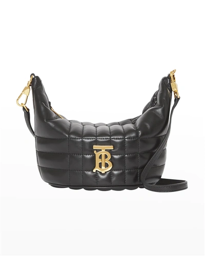 Burberry Lola Tb Crescent Quilted Shoulder Bag In Black