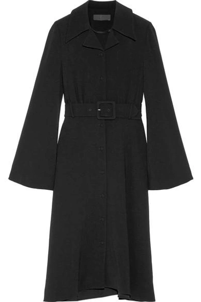 Co Belted Crepe Midi Dress In Black