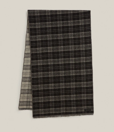 Allsaints Mens Black Keenan Check-print Wool-blend Scarf 1 Size