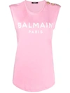 Balmain Logo-print Sleeveless Top In Pink
