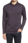 Robert Barakett Georgia Long Sleeve Polo In Deep Eggplant