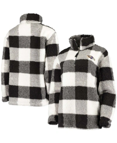 G-iii 4her By Carl Banks Women's Black New Orleans Saints Sherpa Plaid Quarter-zip Jacket