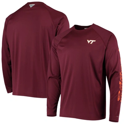 Columbia Men's Pfg Maroon Virginia Tech Hokies Terminal Tackle Omni-shade Long Sleeve T-shirt