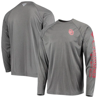 Columbia Men's Charcoal Oklahoma Sooners Pfg Terminal Tackle Omni-shade Long Sleeve T-shirt