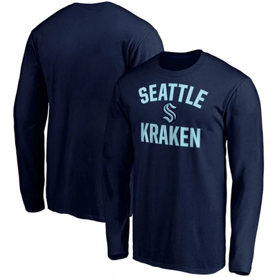 Fanatics Men's Deep Sea Blue Seattle Kraken Big And Tall Victory Arch Long Sleeve T-shirt