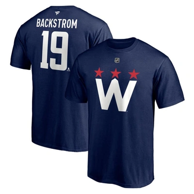 Fanatics Men's Nicklas Backstrom Navy Washington Capitals 2020/21 Alternate Authentic Stack Name And Number T