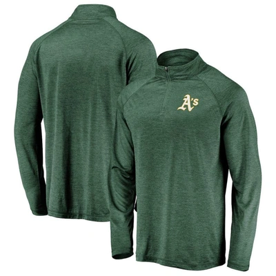 Fanatics Men's Green Oakland Athletics Iconic Striated Primary Logo Raglan Quarter-zip Pullover Jacket