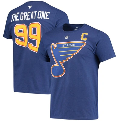 Fanatics Men's Wayne Gretzky Blue St. Louis Blues Authentic Stack Retired Player Name And Number T-shirt