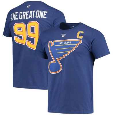 Fanatics Men's Wayne Gretzky Blue St. Louis Blues Authentic Stack Retired Player Nickname Number T-shirt
