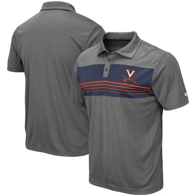 Colosseum Men's Heathered Charcoal Virginia Cavaliers Wordmark Smithers Polo In Heather Charcoal