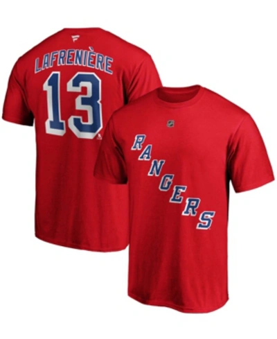 Fanatics Men's Alexis Lafrenivre Red New York Rangers Authentic Stack Name And Number T-shirt