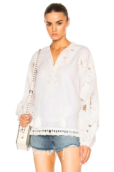 Talitha Marina Cutwork-lace Cotton Blouse In White