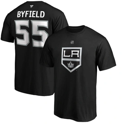 Fanatics Men's Quinton Byfield Black Los Angeles Kings Authentic Stack Name And Number T-shirt