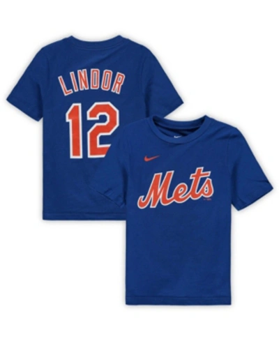 Nike Toddler Boys And Girls Francisco Lindor Royal New York Mets Player Name And Number T-shirt