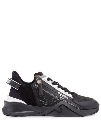 Fendi Flow Monogram-mesh Low-top Trainers In Black