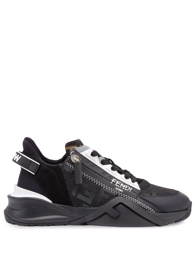 Fendi Flow Ff Side-zip Trainer Sneakers In Black