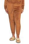 Skims Velour Tapered Mid-rise Stretch-velour Jogging Bottoms In Copper