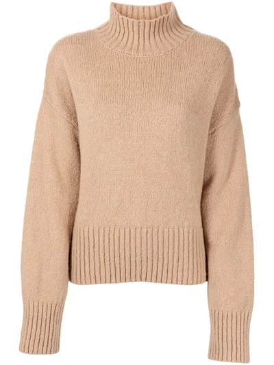 Frame Swingy Wool & Silk Blend Turtleneck Sweater In Rosewood