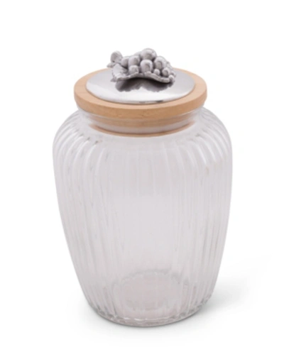 Arthur Court Canister Glass For Kitchen With Rubber Airtight Seal For Food Storage Grape Pattern Knob In Silver