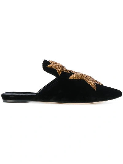 Sanayi313 Stelle Embroidered Velvet Slipper Shoes In Black