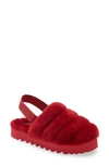 Ugg Super Fluff Genuine Shearling Slingback Slipper In Ribbon Red