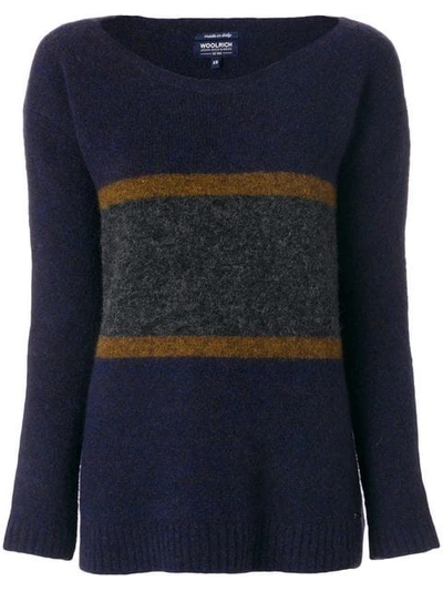 Woolrich Colour Block Jumper In Blue