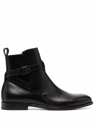 Scarosso Lara Buckled Ankle Boots In Black - Calf