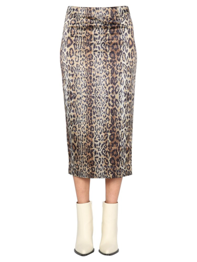 Rotate Birger Christensen Rotate Leopard Printed Pencil Skirt In Brown
