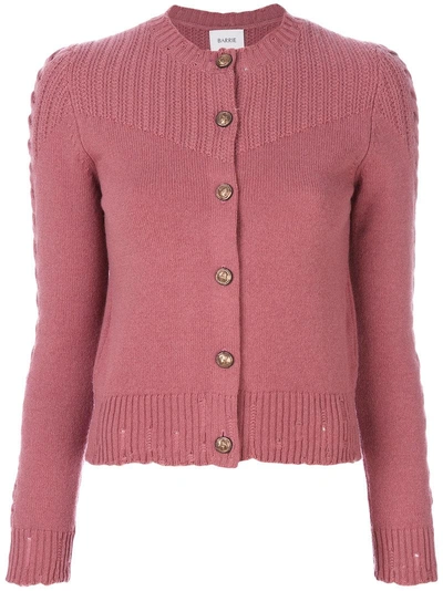 Barrie Twisted Tales Cashmere Round Neck Cardigan - Pink In Pink & Purple