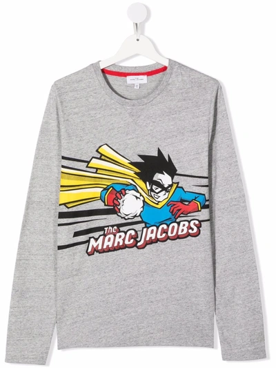 The Marc Jacobs Teen Logo-print Long-sleeved T-shirt In Grey