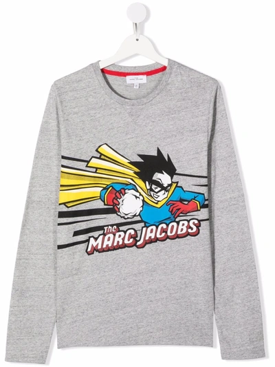 Marc Jacobs Teen Logo-print Long-sleeved T-shirt In Grey