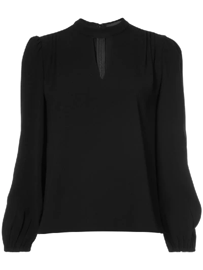 Co Crepe Keyhole Blouse In Black