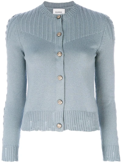 Barrie Twisted Tales Cashmere Round Neck Cardigan In Blue
