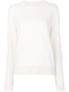 Barrie Romantic Timeless Cashmere Round Neck Pullover In White