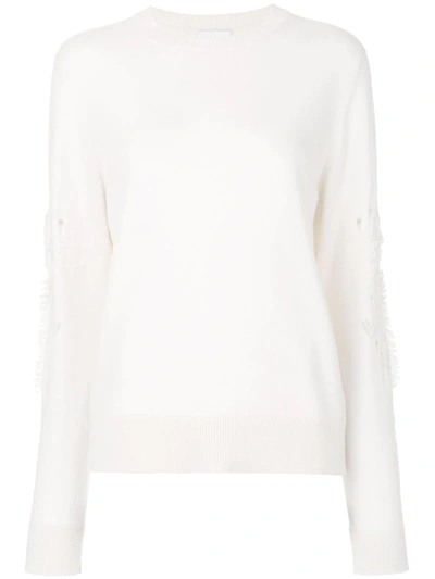 Barrie Romantic Timeless Cashmere Round Neck Pullover In White