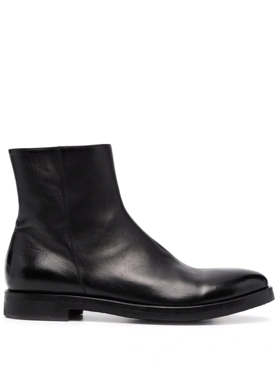 Alberto Fasciani Leather Zip Ankle Boots In Чёрный