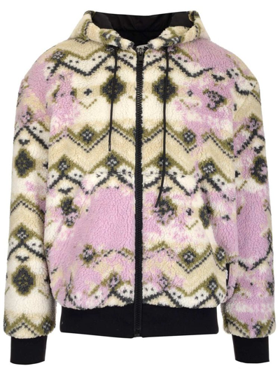 Msgm Sherpa Jacket With A Norwegian Motif In Multi-colored