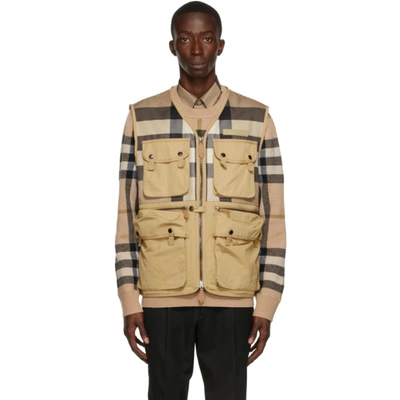 Burberry Fairfield Check Wool & Nylon Field Jacket With Removable Vest In Archive Beige Ip Chk