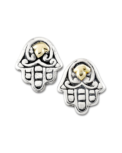 Samuel B. 18k Yellow Gold & Sterling Silver Hamsa Stud Earrings In Silver And Gold