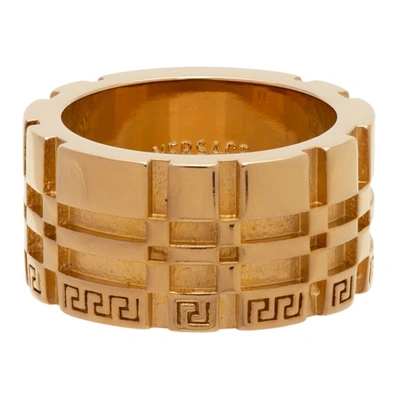 Versace Gold Greca Logo Band Ring In 3j000 Gold