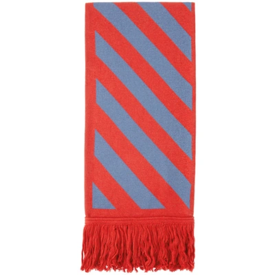 Off-white Red & Blue Arrows Scarf In Red White