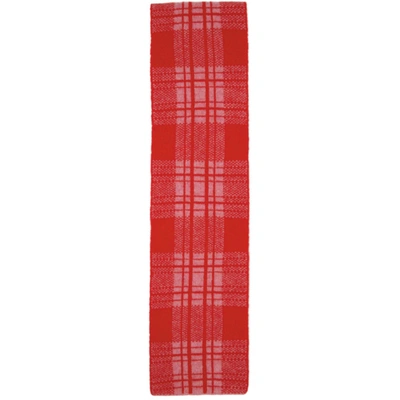 Molly Goddard Pink & Red Wool Tartan Alfie Scarf In Pink/red