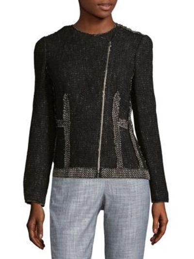Rebecca Taylor Structured Tweed Blazer In Black Combo