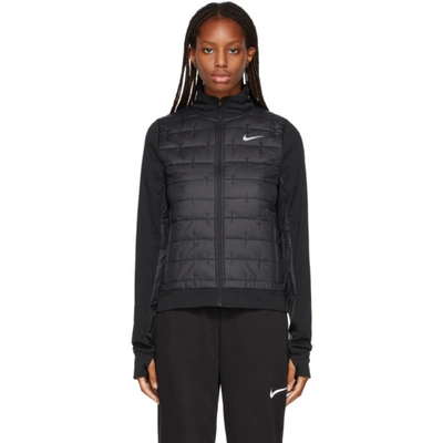 Nike Therma-fit Aerolayer Synthetic-fill Full-zip Vest In Black