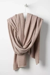 White + Warren Cashmere Waffle Knit Travel Wrap In Oak Heather