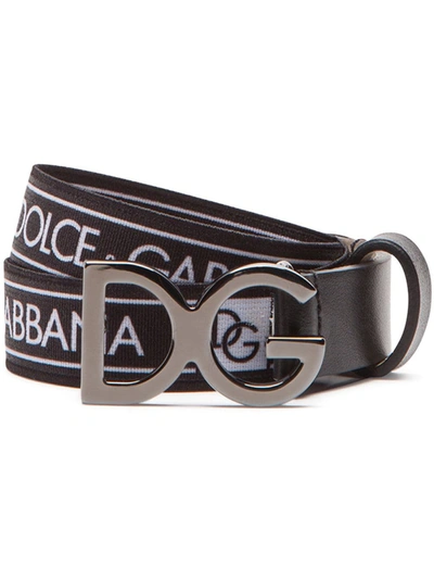 Dolce & Gabbana Kids' Logo-print Belt In Black