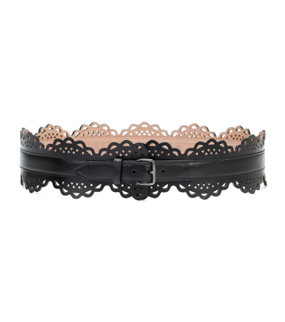 Alaïa Laser-cut Leather Belt In Black